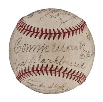 Philadelphia Athletics 1943 Team Signed Ball With Connie Mack (17 Signatures)(PSA/DNA LOA)
